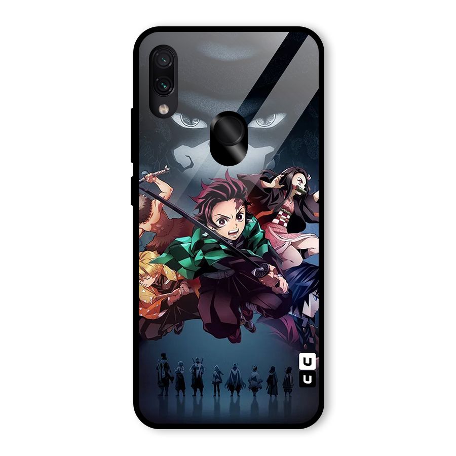 Team Demon Slayer Glass Back Case for Redmi Note 7 Pro