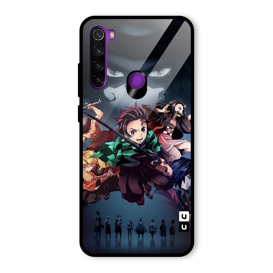 Team Demon Slayer Glass Back Case for Redmi Note 8