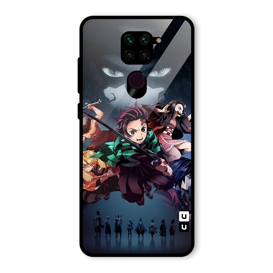 Team Demon Slayer Glass Back Case for Redmi Note 9