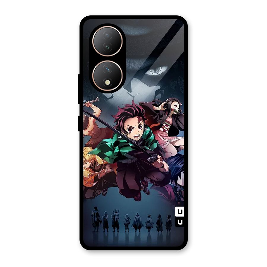 Team Demon Slayer Glass Back Case for Vivo T2