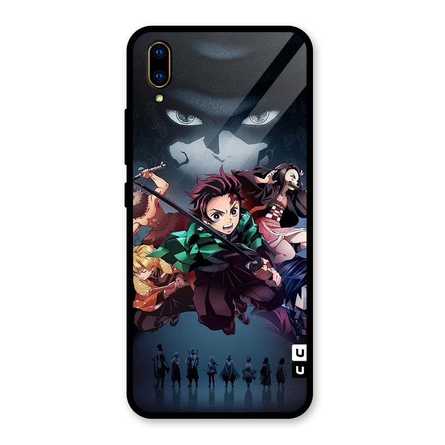 Team Demon Slayer Glass Back Case for Vivo V11 Pro