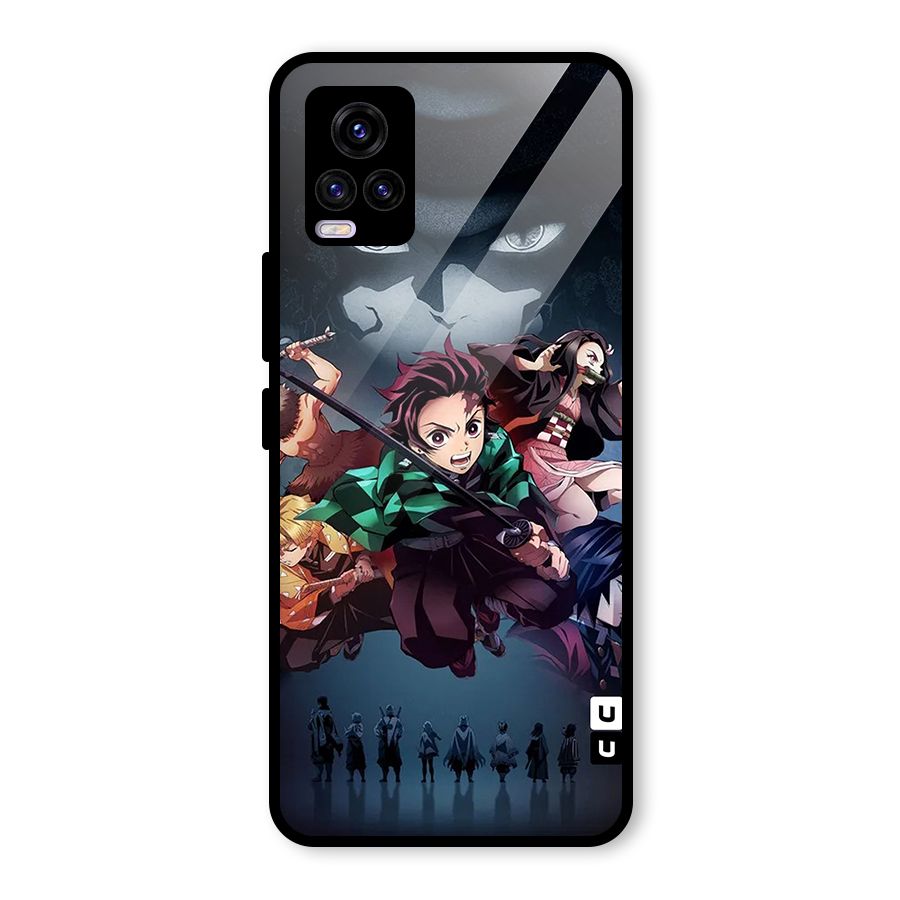 Team Demon Slayer Glass Back Case for Vivo V20 2021