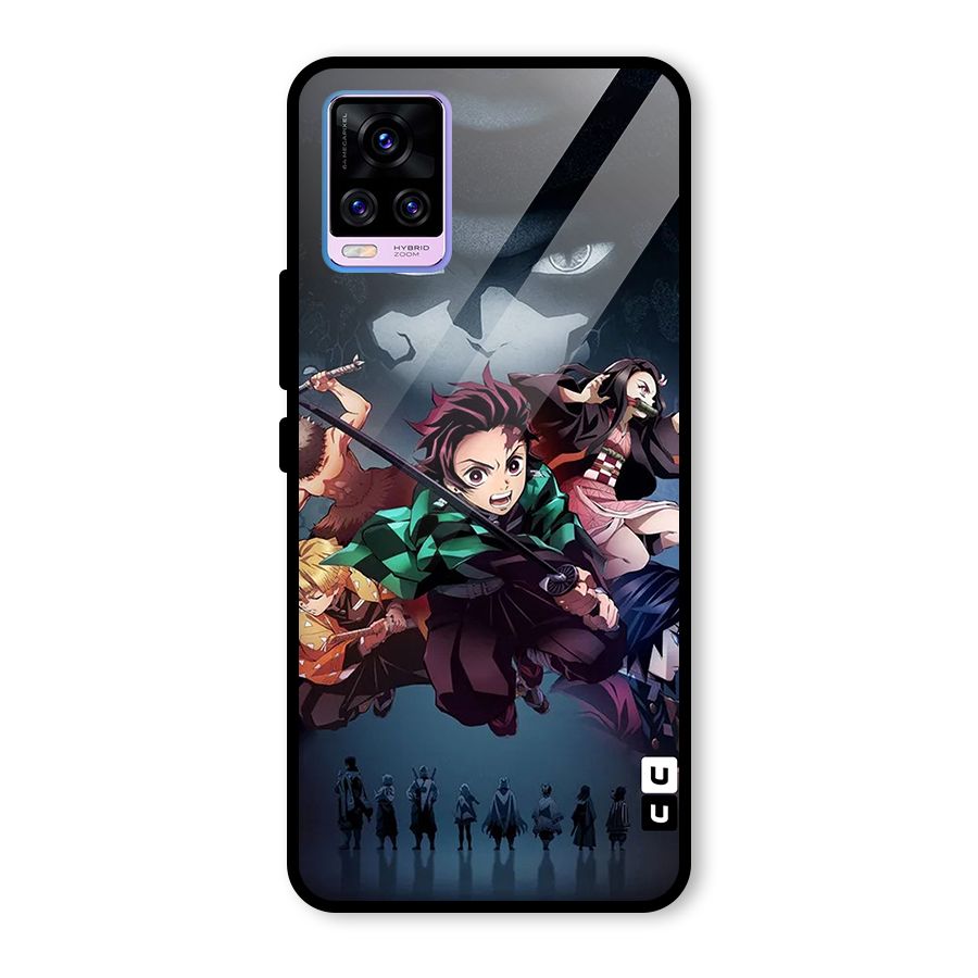Team Demon Slayer Glass Back Case for Vivo V20 Pro