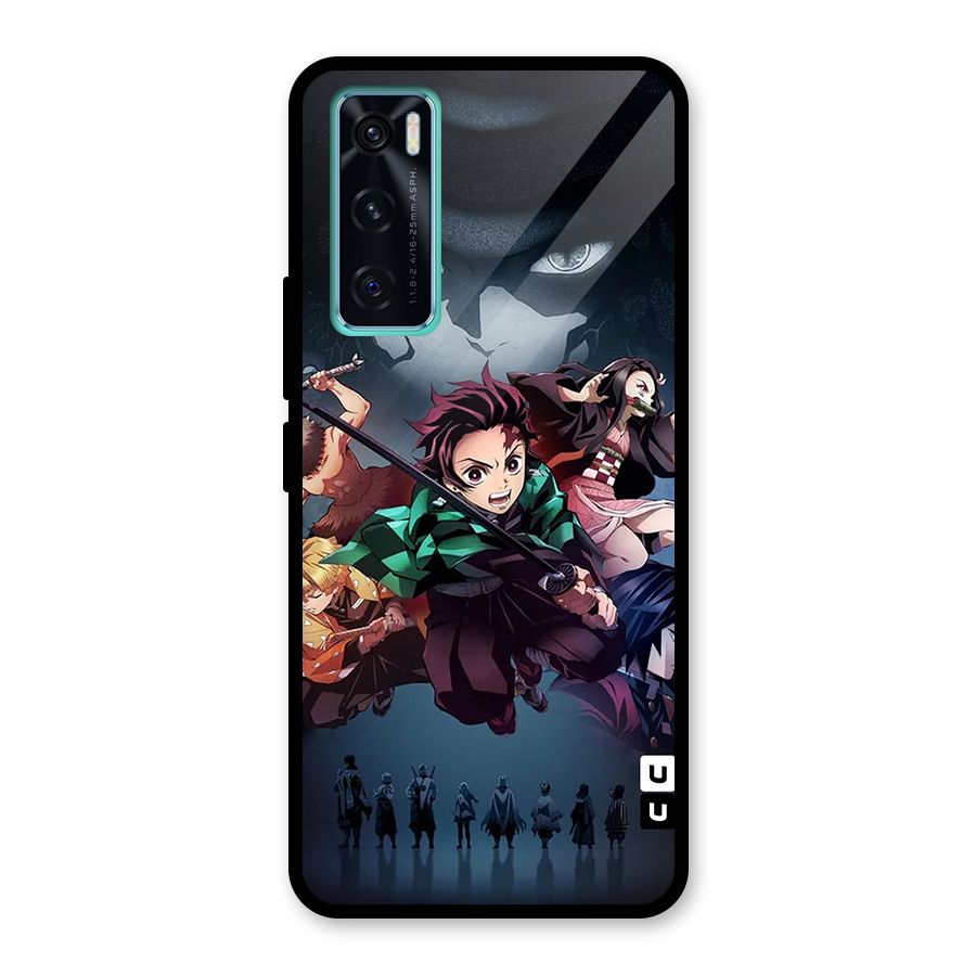 Team Demon Slayer Glass Back Case for Vivo V20 SE