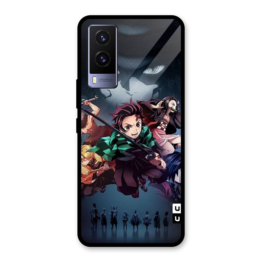 Team Demon Slayer Glass Back Case for Vivo V21e 5G