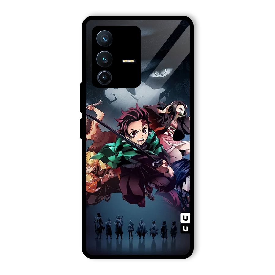 Team Demon Slayer Glass Back Case for Vivo V23 Pro