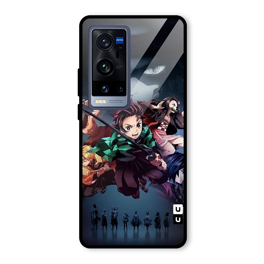 Team Demon Slayer Glass Back Case for Vivo X60 Pro Plus