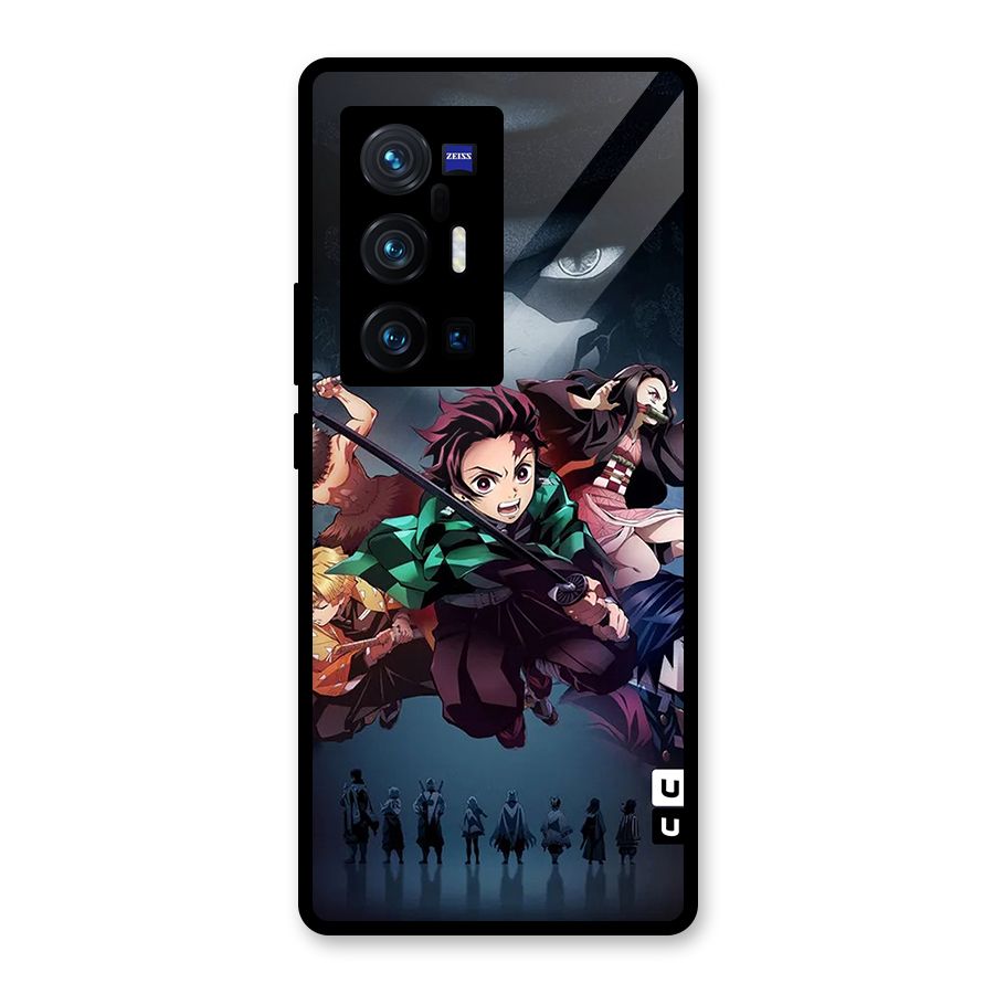 Team Demon Slayer Glass Back Case for Vivo X70 Pro Plus