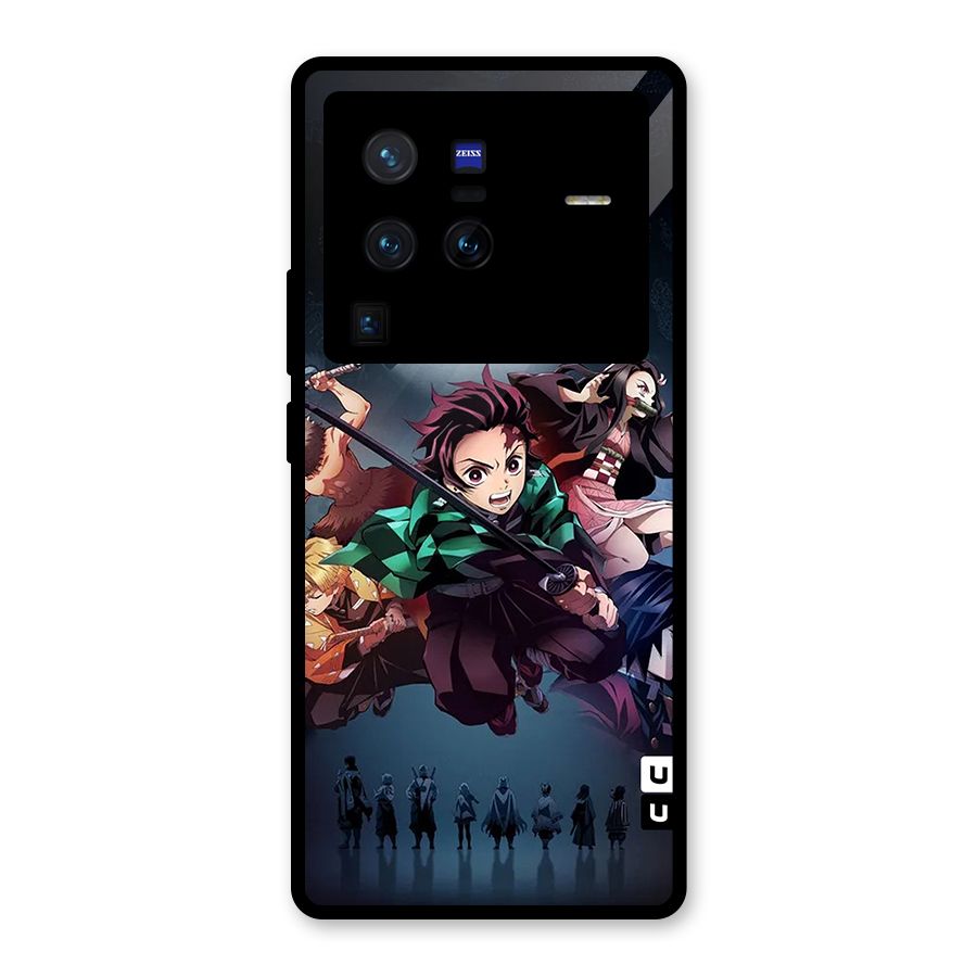 Team Demon Slayer Glass Back Case for Vivo X80 Pro