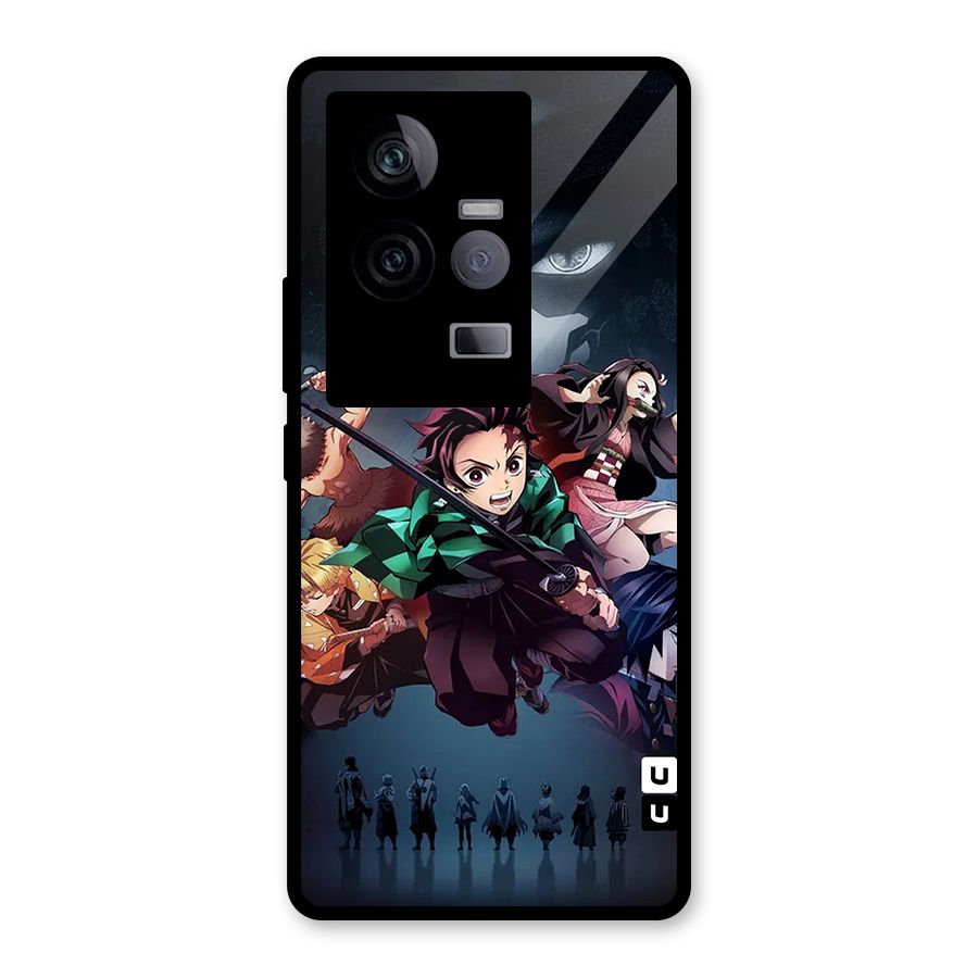 Team Demon Slayer Glass Back Case for Vivo iQOO 11 5G