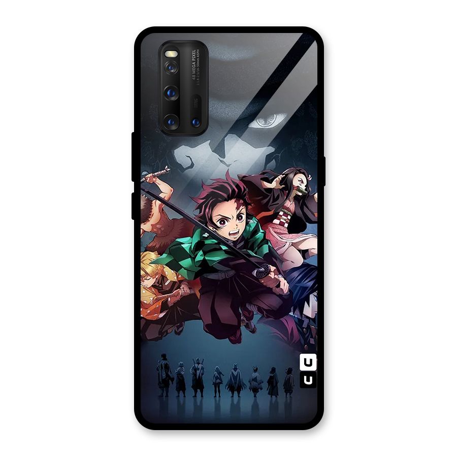 Team Demon Slayer Glass Back Case for Vivo iQOO 3