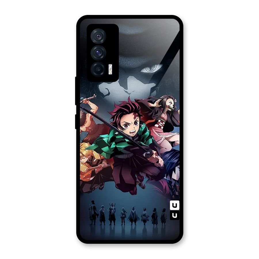 Team Demon Slayer Glass Back Case for Vivo iQOO 7 5G
