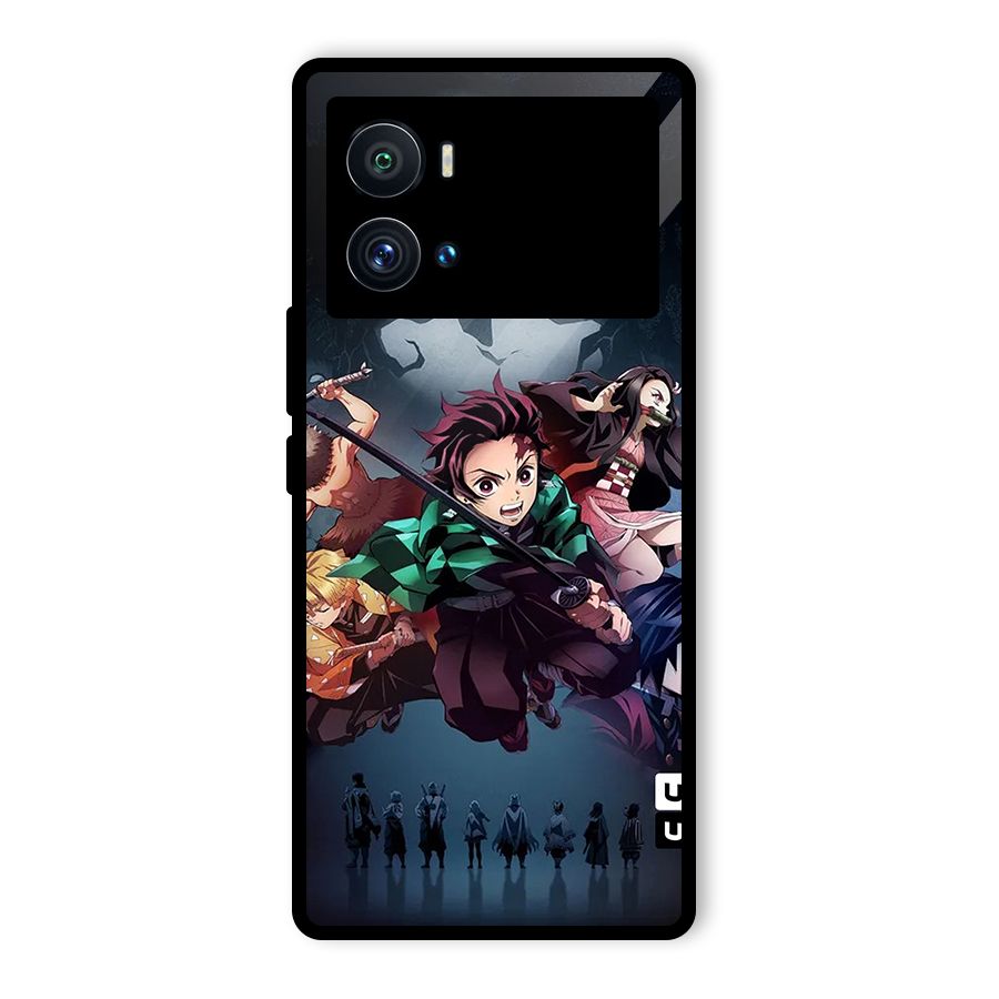 Team Demon Slayer Glass Back Case for Vivo iQOO 9 Pro