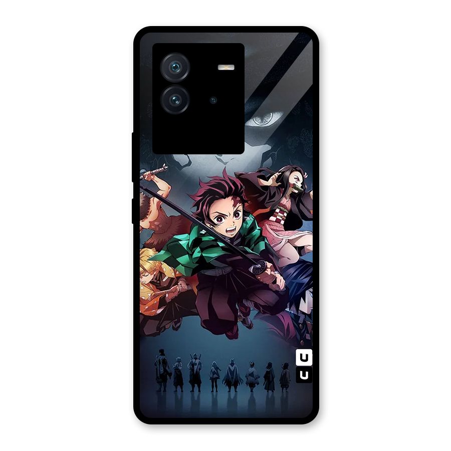Team Demon Slayer Glass Back Case for Vivo iQOO Neo 6 5G