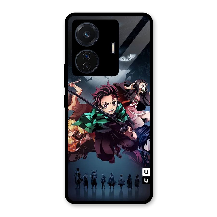 Team Demon Slayer Glass Back Case for Vivo iQOO Z6 Pro
