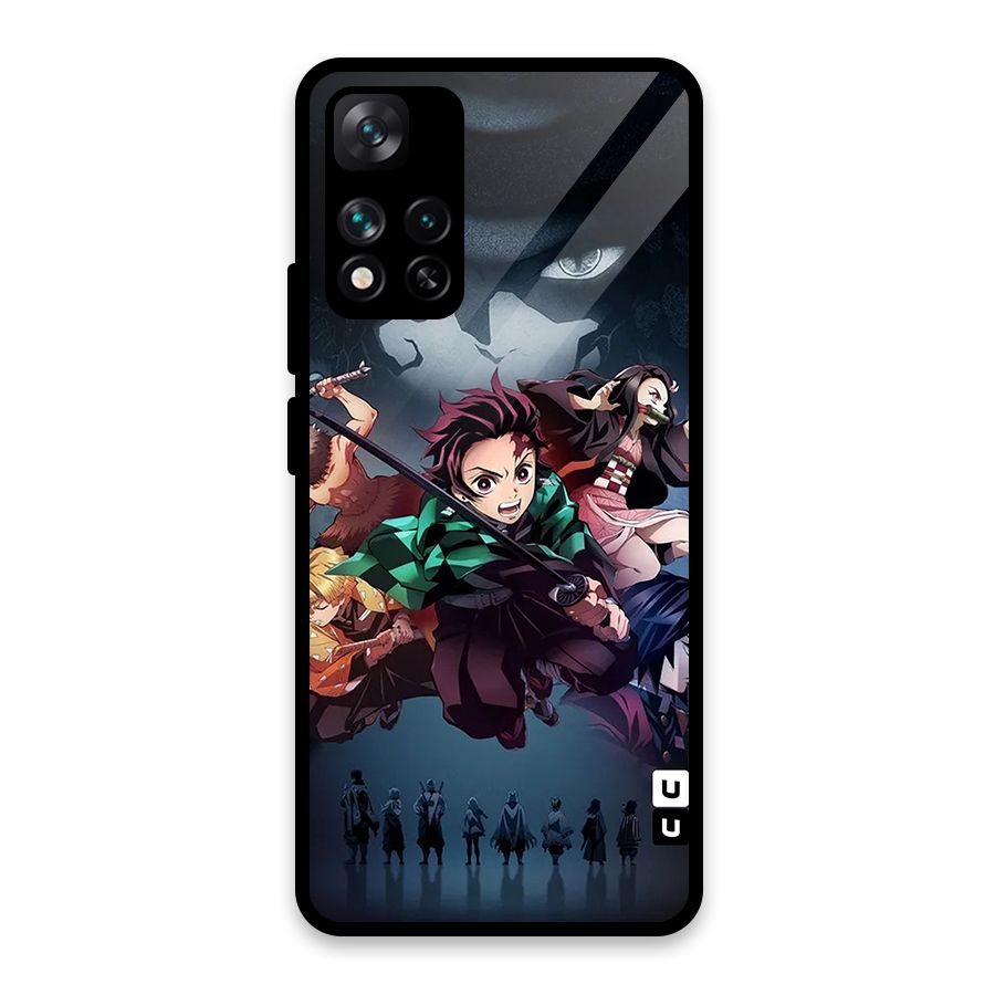 Team Demon Slayer Glass Back Case for Xiaomi 11i HyperCharge 5G