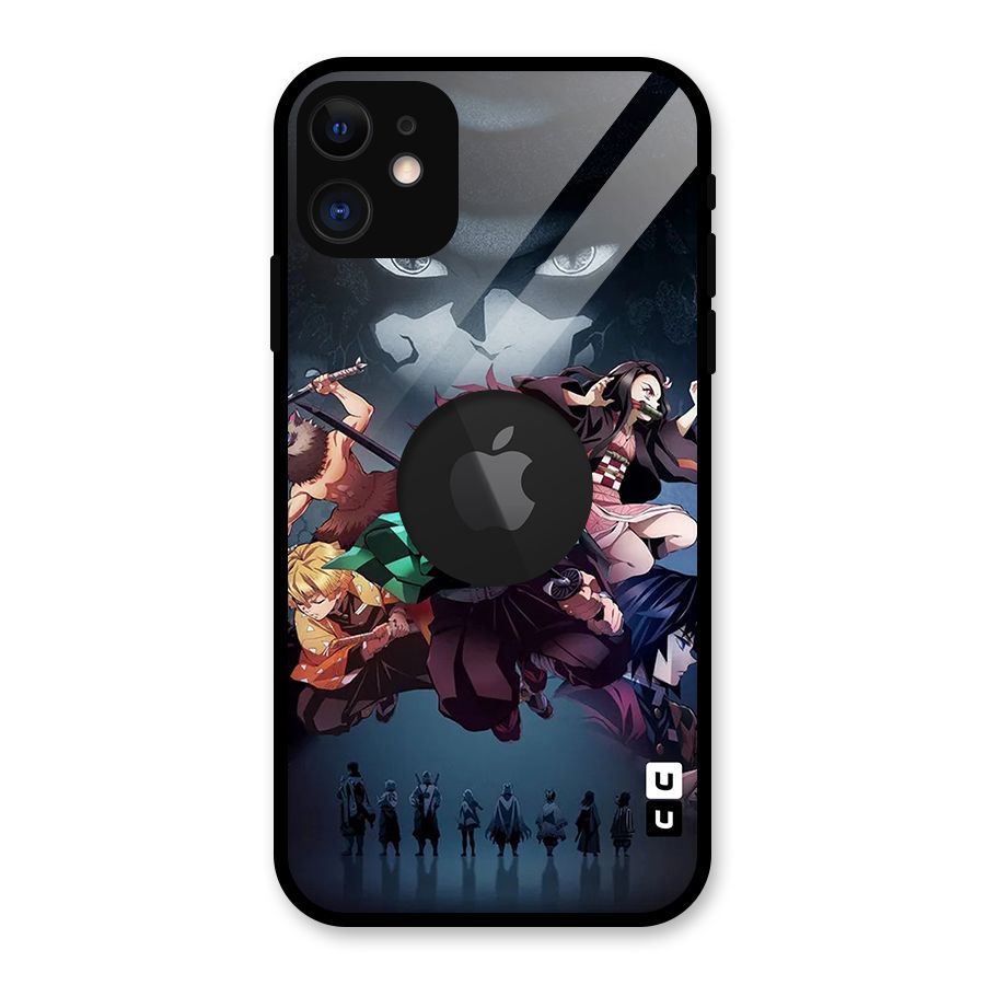 Team Demon Slayer Glass Back Case for iPhone 11 Logo Cut