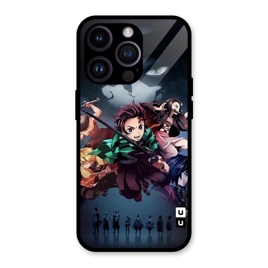 Team Demon Slayer Glass Back Case for iPhone 14 Pro