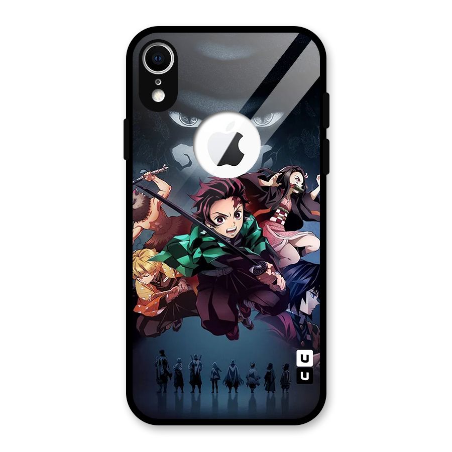 Team Demon Slayer Glass Back Case for iPhone XR Logo Cut