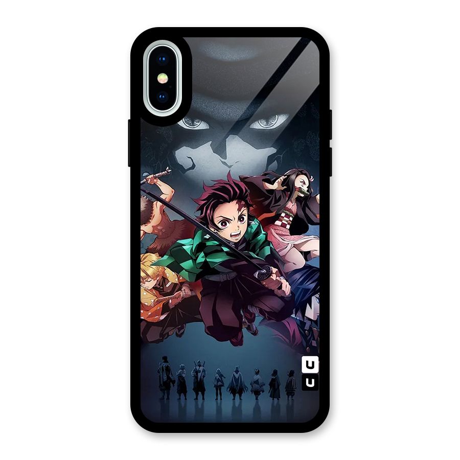 Team Demon Slayer Glass Back Case for iPhone XS