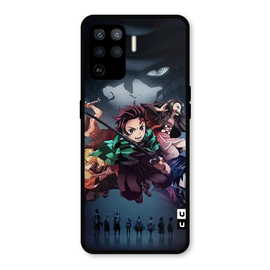 Team Demon Slayer Metal Back Case for Oppo F19 Pro