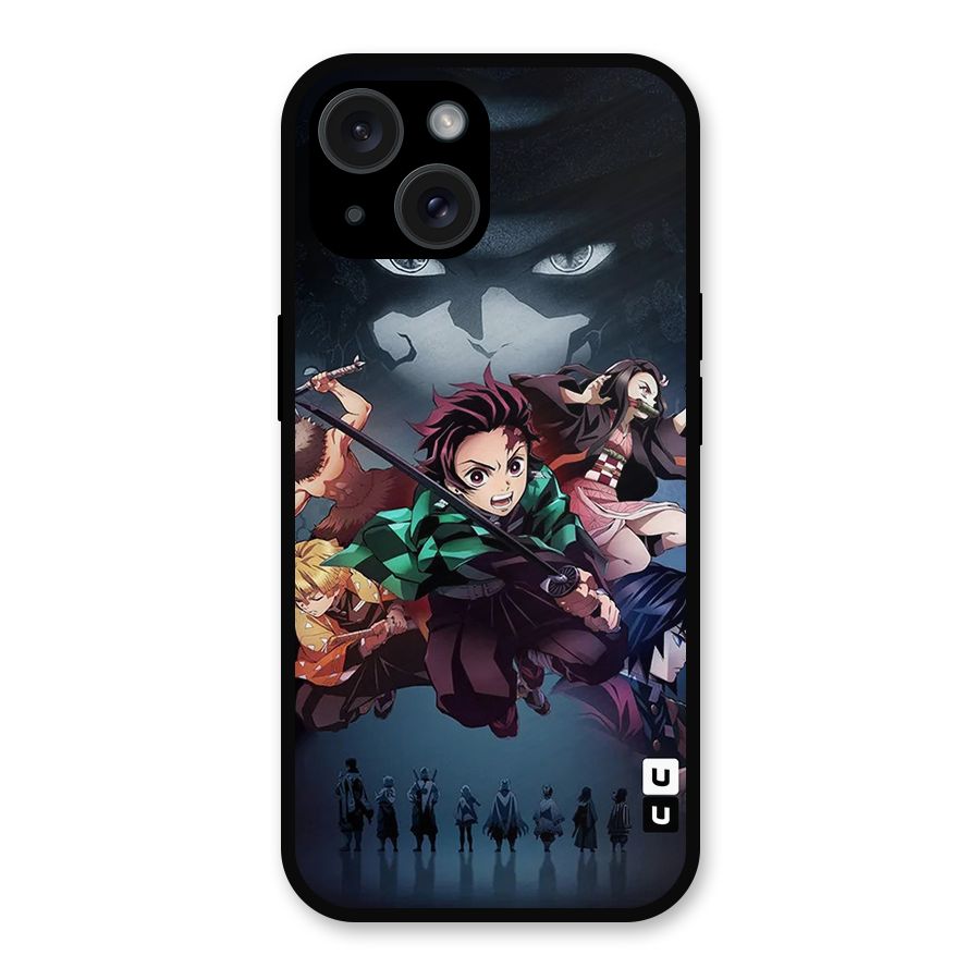 Team Demon Slayer Metal Back Case for iPhone 15