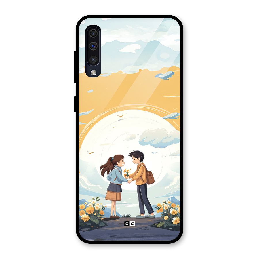 Teenage Anime Couple Glass Back Case for Galaxy A30s