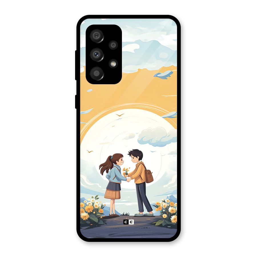 Teenage Anime Couple Glass Back Case for Galaxy A32