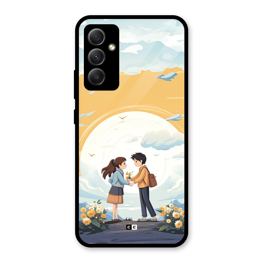 Teenage Anime Couple Glass Back Case for Galaxy A34