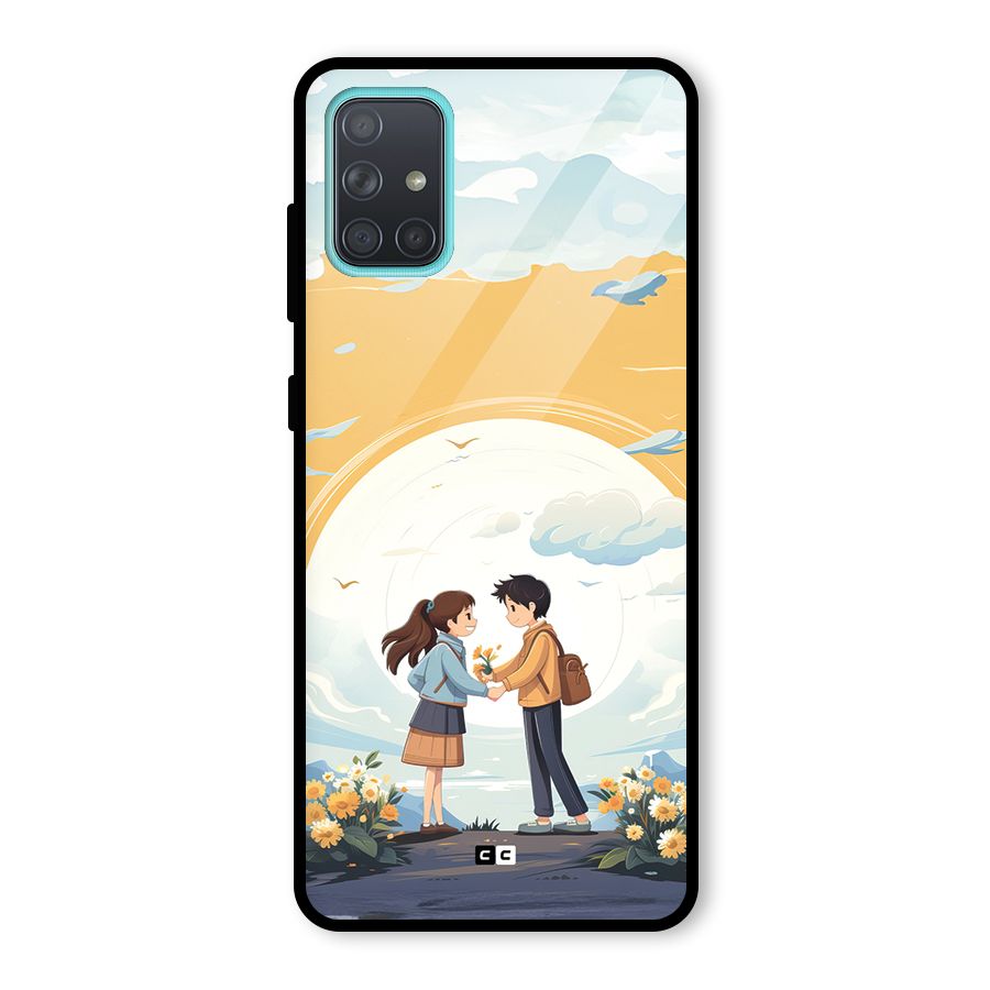 Teenage Anime Couple Glass Back Case for Galaxy A71