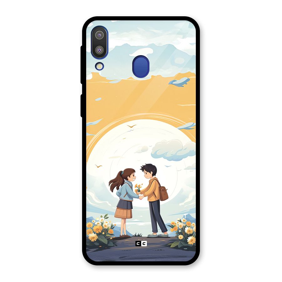 Teenage Anime Couple Glass Back Case for Galaxy M20