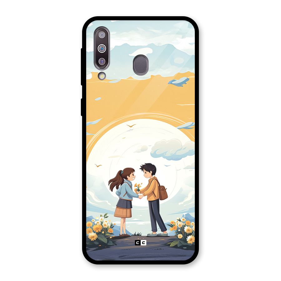 Teenage Anime Couple Glass Back Case for Galaxy M30