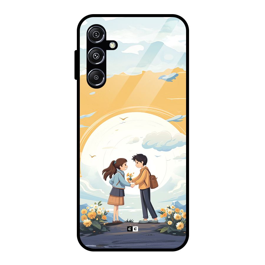 Teenage Anime Couple Glass Back Case for Galaxy M34 5G
