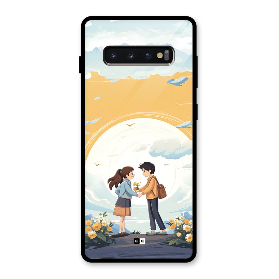 Teenage Anime Couple Glass Back Case for Galaxy S10 Plus
