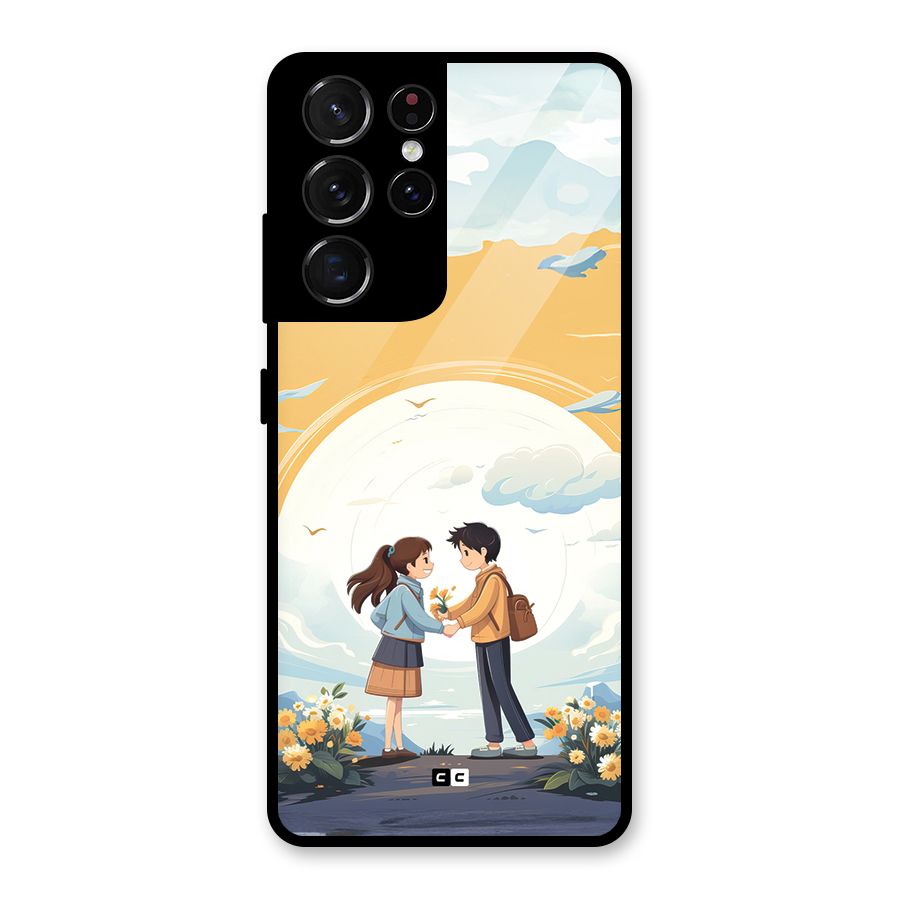 Teenage Anime Couple Glass Back Case for Galaxy S21 Ultra 5G