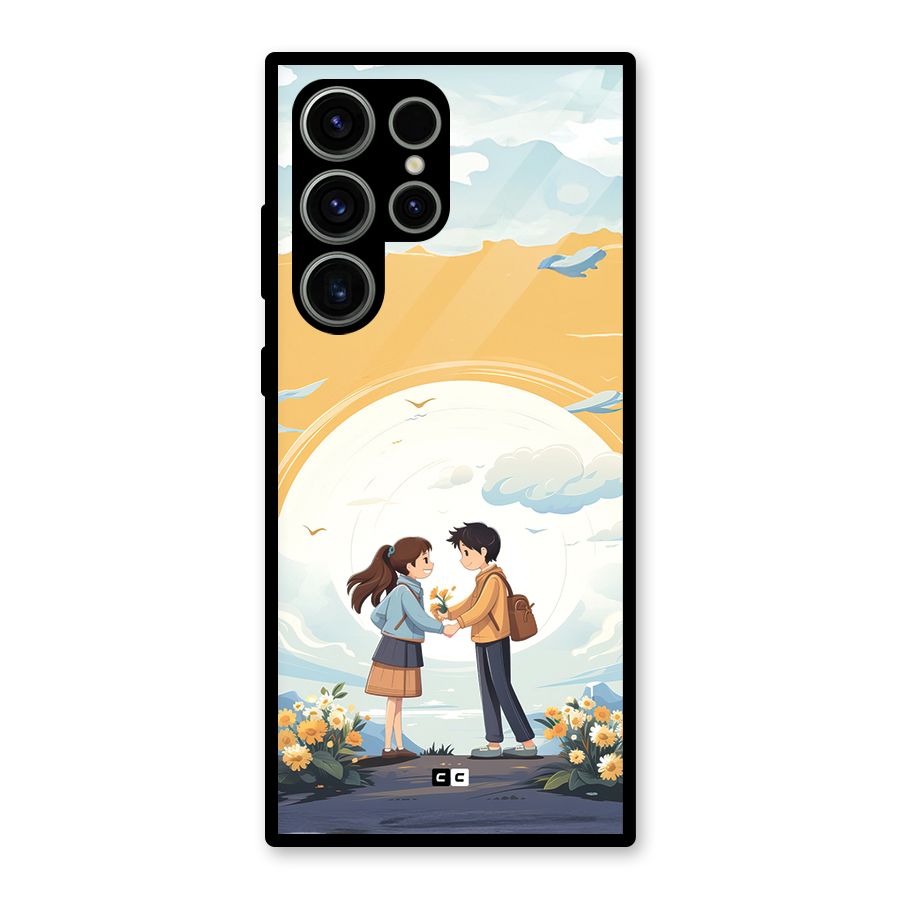 Teenage Anime Couple Glass Back Case for Galaxy S23 Ultra
