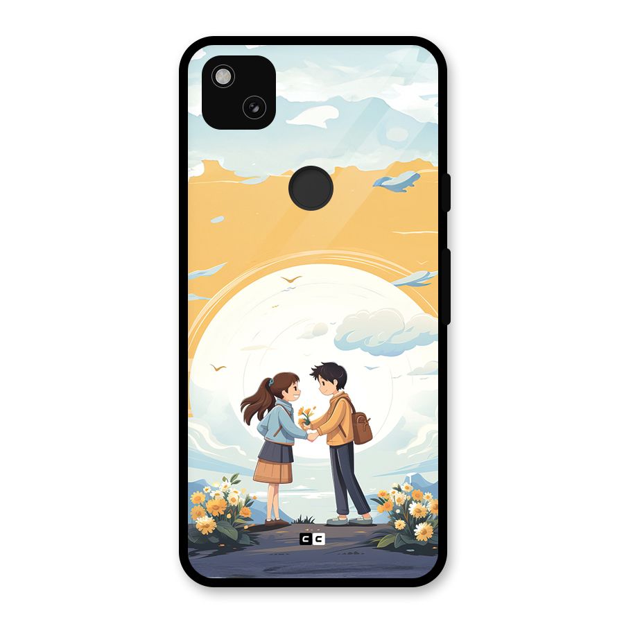Teenage Anime Couple Glass Back Case for Google Pixel 4a