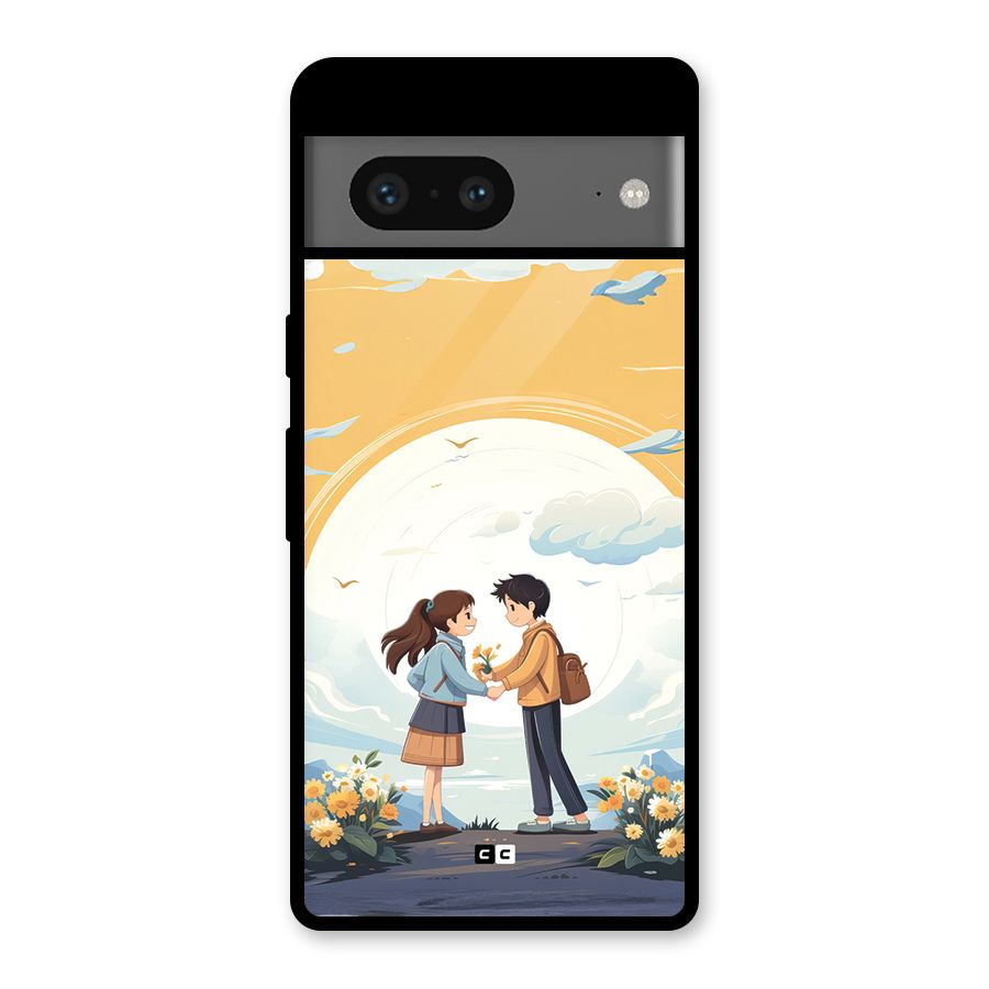 Teenage Anime Couple Glass Back Case for Google Pixel 7