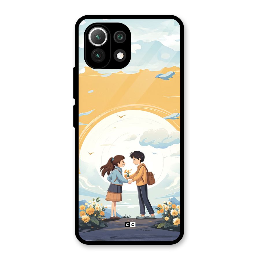 Teenage Anime Couple Glass Back Case for Mi 11 Lite