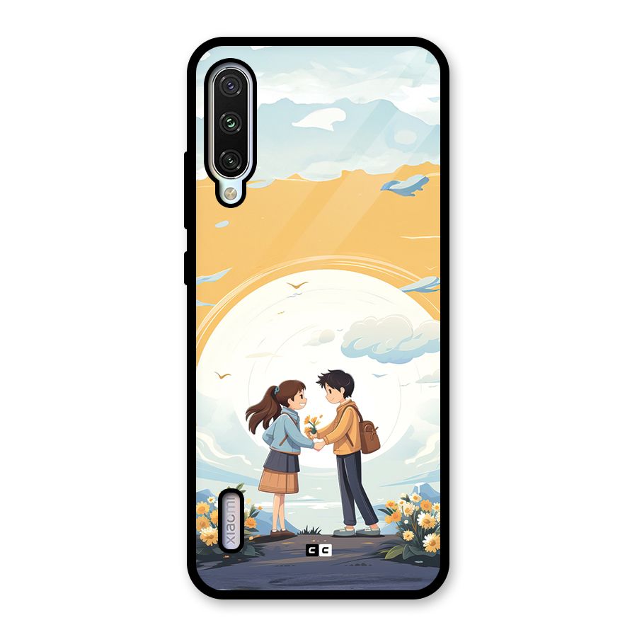 Teenage Anime Couple Glass Back Case for Mi A3