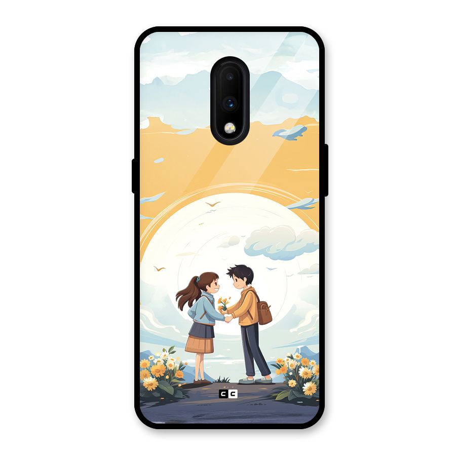 Teenage Anime Couple Glass Back Case for OnePlus 7