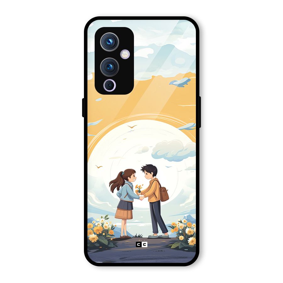 Teenage Anime Couple Glass Back Case for OnePlus 9