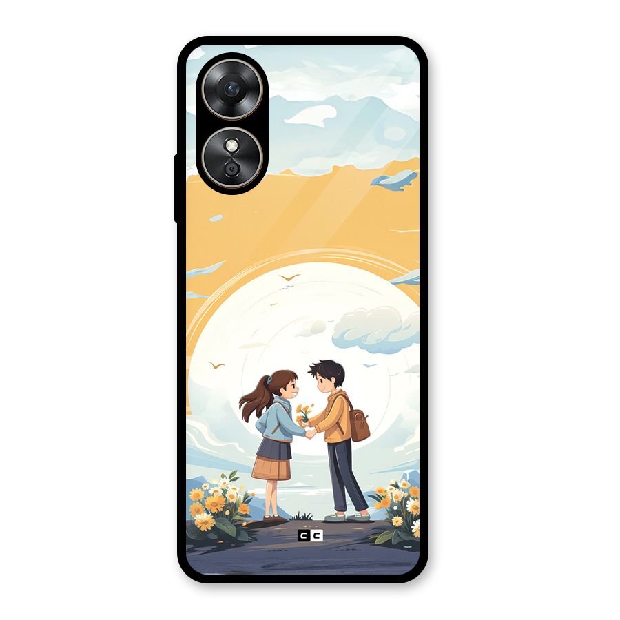 Teenage Anime Couple Glass Back Case for Oppo A17