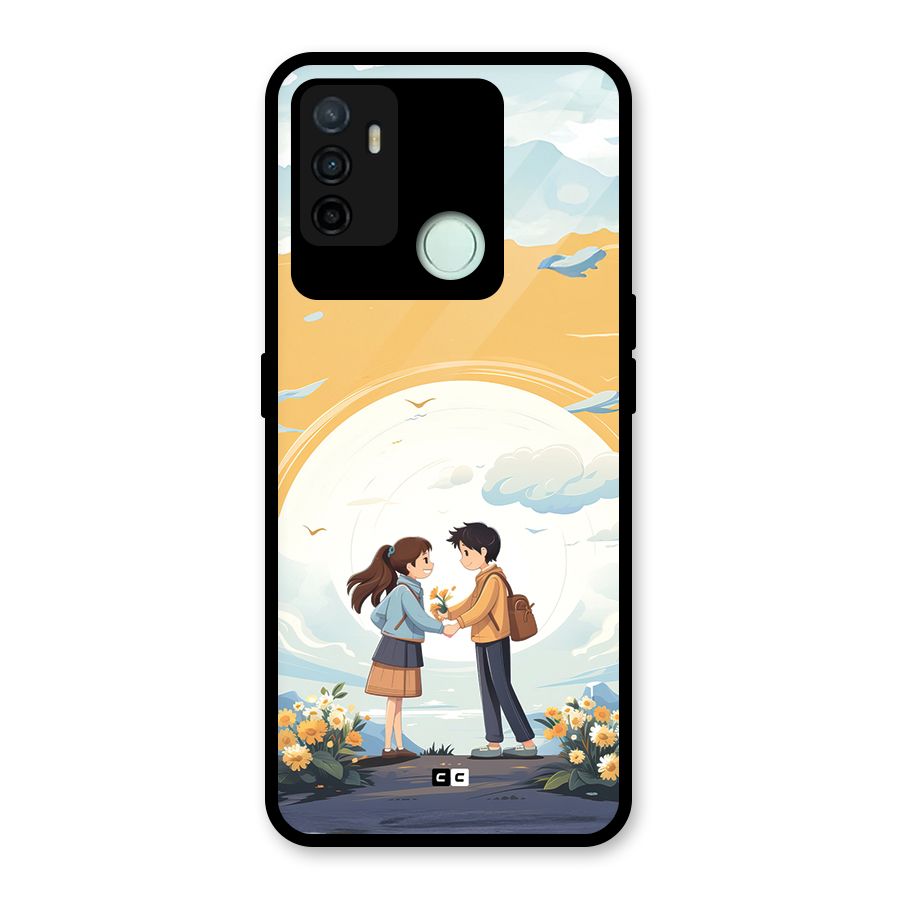 Teenage Anime Couple Glass Back Case for Oppo A53