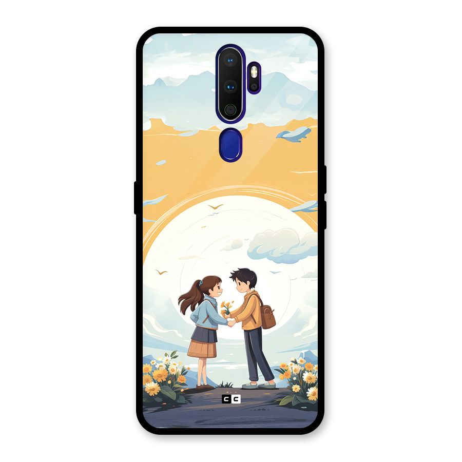 Teenage Anime Couple Glass Back Case for Oppo A9 (2020)