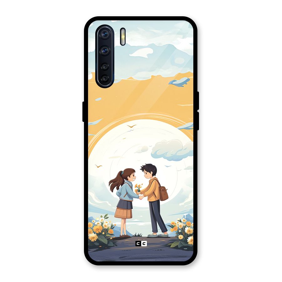 Teenage Anime Couple Glass Back Case for Oppo F15
