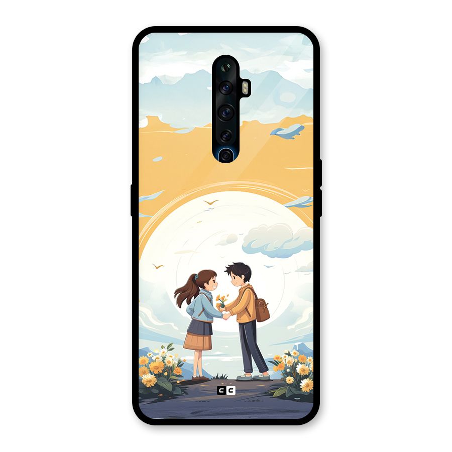 Teenage Anime Couple Glass Back Case for Oppo Reno2 F
