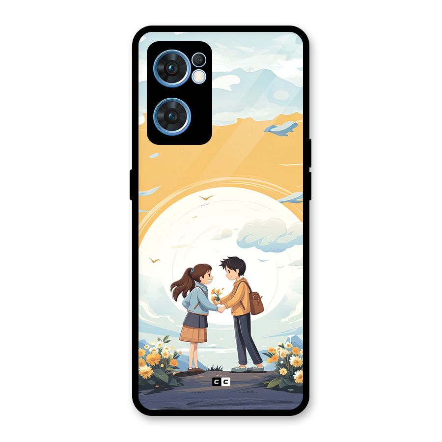 Teenage Anime Couple Glass Back Case for Oppo Reno7 5G