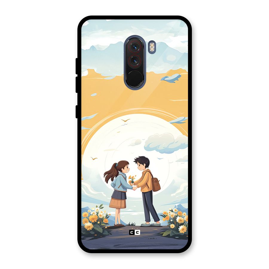 Teenage Anime Couple Glass Back Case for Poco F1