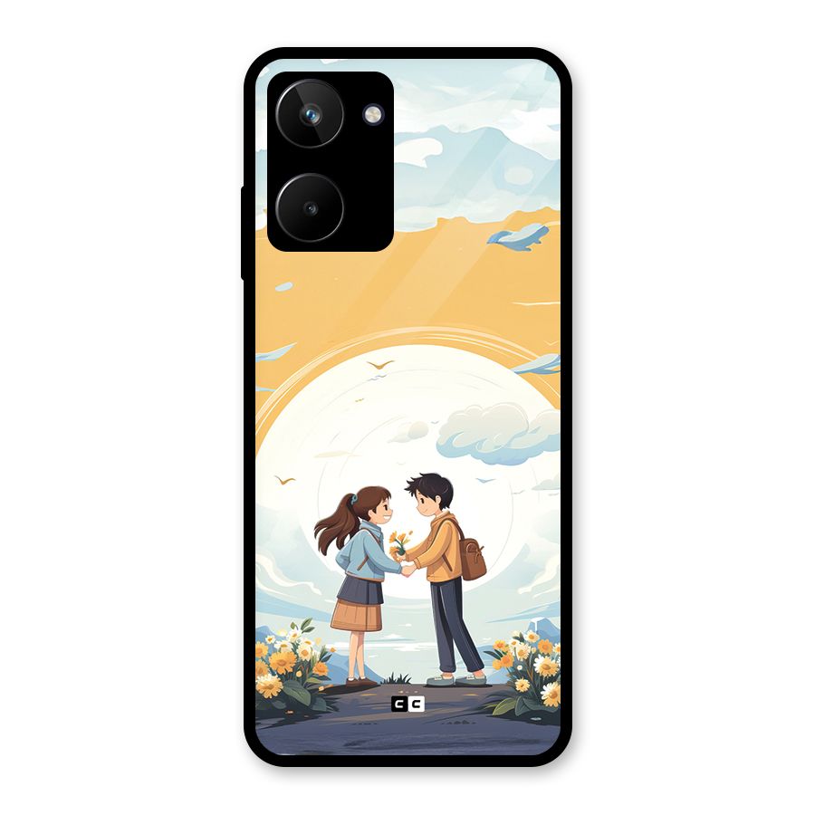 Teenage Anime Couple Glass Back Case for Realme 10